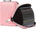 Linno RFID 20 Slots Credit Card Holder Genuine Leather Small Wallet for Women or Men with Zipper by Linno