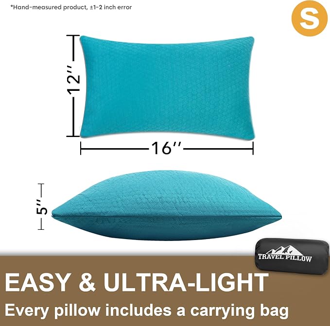 Camping Pillow Small Shredded Memory Foam Pillow, Travel Pillow Breathable and Soft, Suitable for Backpacking Hiking, Airplane and Car - Image 2