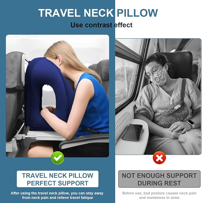 Upgraded Inflatable Travel Air Pillow for Sleeping to Avoid Neck and Shoulder Pain,21" H*12.6" W (Dark Blue, 21 x 12.6 x 12.6 inches) - Image 6