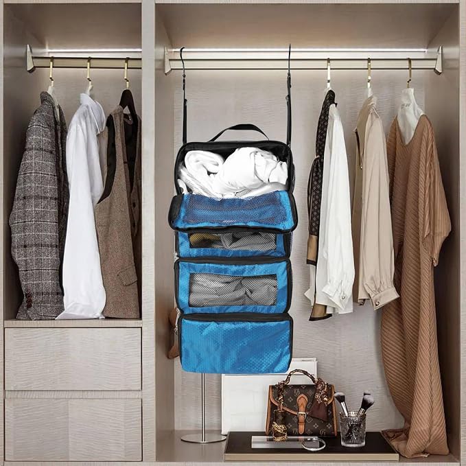 Olosar Suitcase Organizer, Travel Luggage Organizer Portable Hanging Travel Shelves Collapsible Hanging Packing Cubes for Carry on Suitcase - Image 7