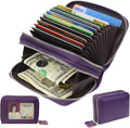 Women's RFID Blocking Leather Zipper Card Wallet Small Purse Credit Card Case Holder for Mother Day Gift (Purple) by traderplus