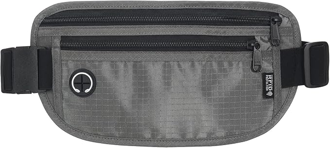 Slim RFID Blocking Money Belt for Travel - Anti-Theft Hidden Passport Holder Waist Wallet with Secure Pouch for Cash, Credit Cards & Phone Safe (Grey) by Arouselove