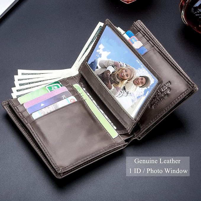 BULLCAPTAIN Large Capacity Genuine Leather Wallet for Men QB-027 | Bifold Wallet,RFID Blocking,Credit Card Holder,15 Card Slots,Special Expandable Design,gift choice - Image 3