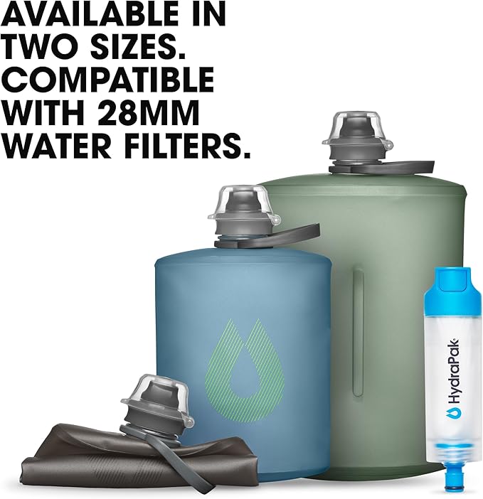 HydraPak Stow Collapsible Water Bottle – 350ml, 500ml, 1L – Ultralight, Leak-Proof, BPA-Free, Filter Compatible Travel & Hiking Flask - Image 5