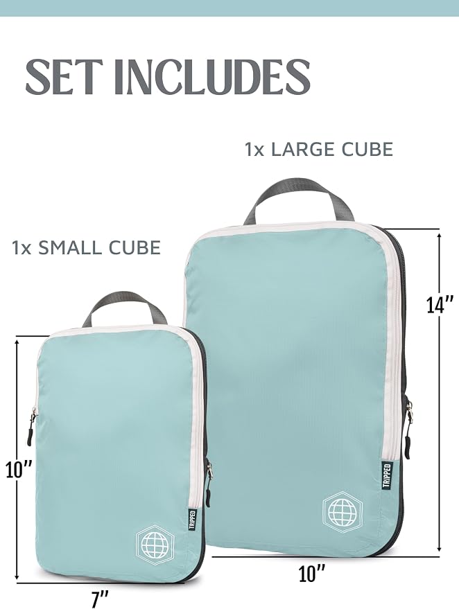 TRIPPED Travel Gear Compression Packing Cubes for Carry-On Travel 2-Pack | Ultralight Ripstop Packing Cubes with Compression Zippers for Organized Carry-On Luggage, Backpack, and Travel Packing - Image 3