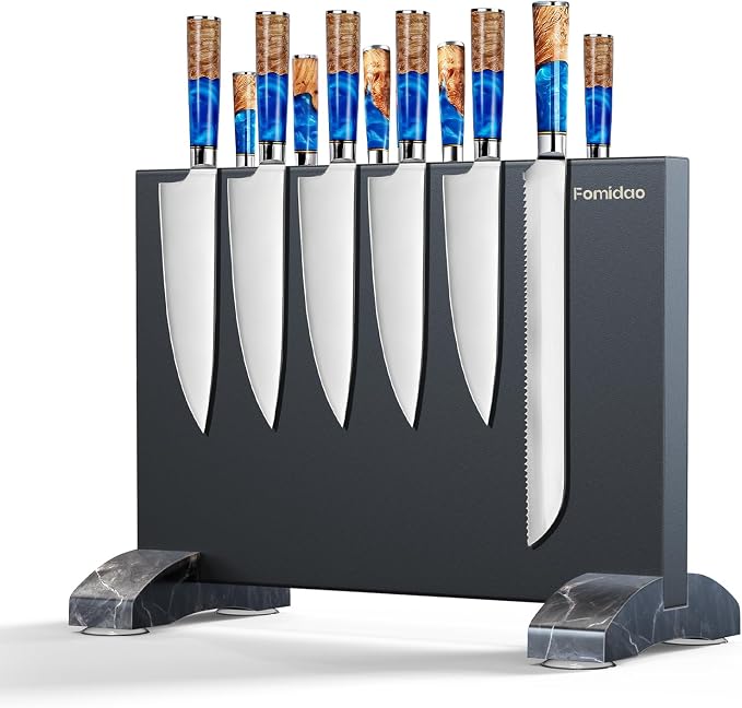 Magnetic Knife Holder Block,Black Magnetic Knife Stand for Kitchen Counter Top,Double Sided Stainless Steel Knife Storage,Strong Magnet Knife Rack by fomidao
