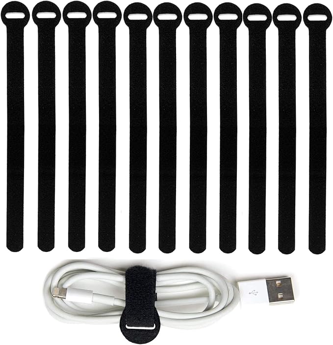 60pcs Reusable Fastening Cable Ties, 6-Inch Cable Straps Cable Management, Multi-Purpose Hook & Loop Cord Organizer Wire Ties, Adjustable Cable Organizer Cord Ties, Microfiber Cloth Straps,Black. by HAVEMETD