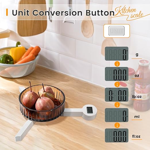 Folding Food Scale,Digital Kitchen Scale,Highly Accurate Compact Small Scale with LCD Display,Portable Food Scale Multiple Units Supported, Travel Scale for Measuring Intake of Healthy - Image 2