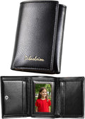 Men Women Wallet Trifold Soft Leather 4 Card Holder 2 Money Pockets with Photo Window Mother Kids Girl Gift by SPDTECH