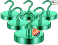 FINDMAG Magnetic Hooks for Cruise Cabins, 110lbs Magnet Hooks | Heavy Duty Magnets Strong, Classroom Decor, Locker Organizer, Camping Essentials, 6 Pack, Green by FINDMAG