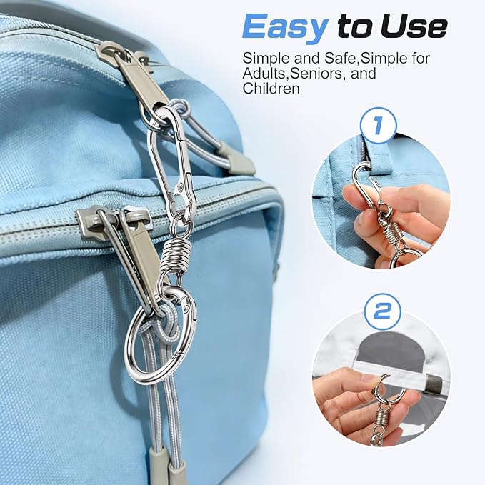 Oiissuz Zipper Clips Anti Theft Double Opening Small Zinc Alloy Carabiner Clips, Europe Travel Safety for Women, Easy to Use Suitable for Crossbody Bag, Backpack & Luggage, 4pack - Image 3