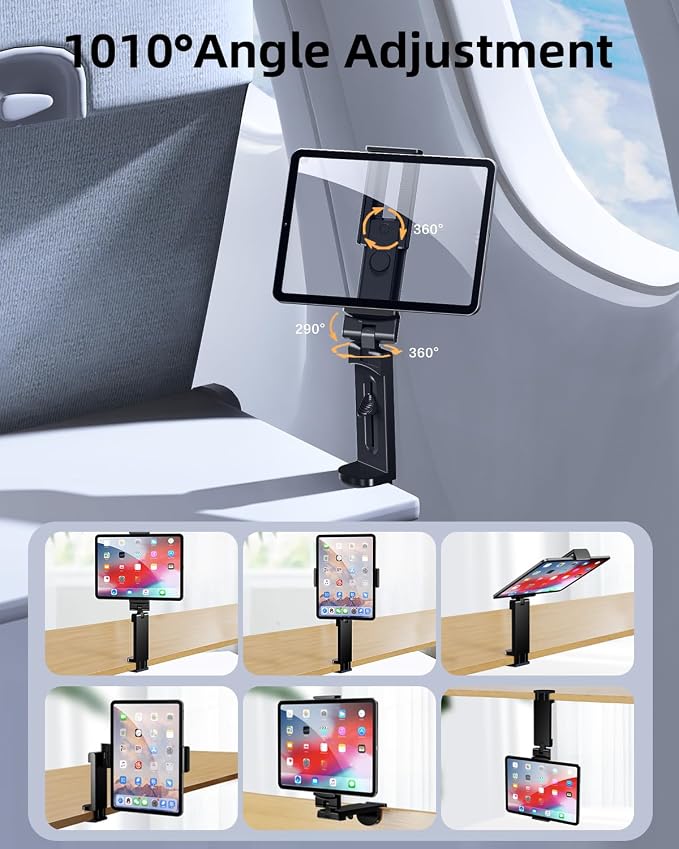 OGRANEE Airplane Tablet Holder Mount, Long Flight Essentials Travel Accessories for iPad, Foldable Tablet Stand for Plane Seat Back, Best Gifts for Travelers women, Fit for iPad, Phone, Switch, kindle - Image 3