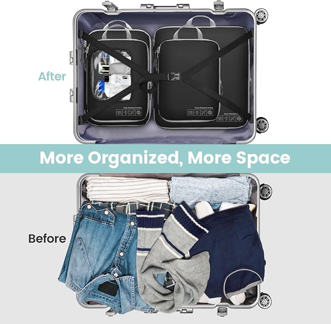 Cambond Compression Packing Cubes for Travel - Luggage Suitcase Organizer | Compression Zip Design for Space-saving, Expandable, Lightweight, Keep Clothes Sorted, Luggage Space Tidy, Carry on Pack Fast - Image 4