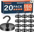 FINDMAG 20 Pack Magnetic Hooks, 150LB+ Magnetic Hooks for Cruise Cabins | Strong Neodymium Magnet Hooks Heavy Duty for Refrigerator, Home, Ship, Cruise, Grill, Travel and Kitchen Use, Black by FINDMAG