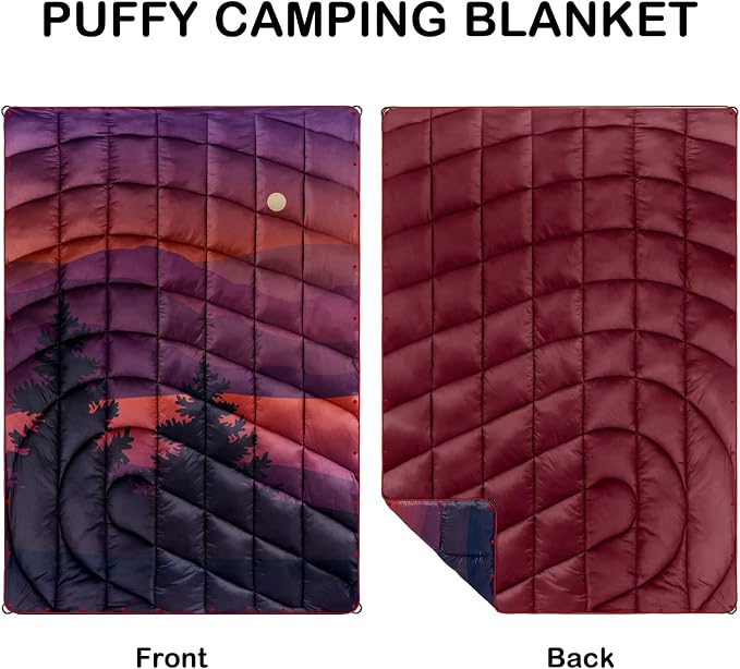 Puffy Camping Blanket,Large Camp Blanket Outdoor Camping Quilt Waterproof | Lightweight Printed Warm Packable Down Alternative Blanket for Camping,Traveling, Stadium, Hiking, Picnics - Image 4