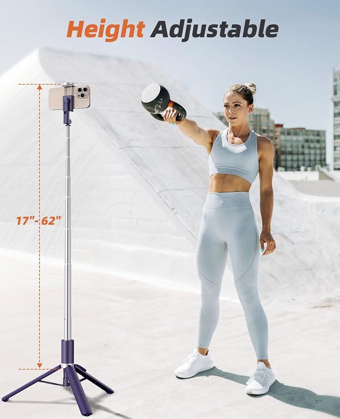 Tripod for iPhone, Selfie Stick with Remote, Stable & Durable Phone Tripod | Portable Travel Cell Phone Stand, Extendable All-in-1 Tripod for Video Recording Compatible with iPhone Android - Image 2