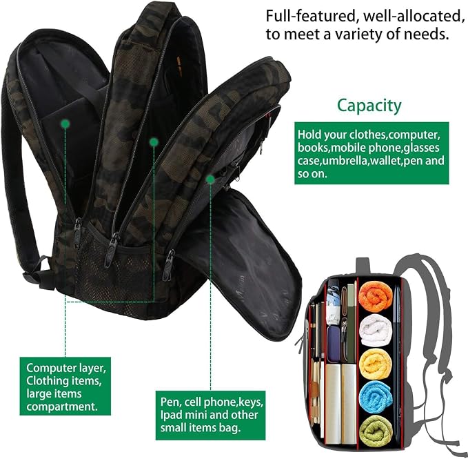 MATEIN 15.6 Inch Laptop Backpack, Business Laptop Daypack for Work College | Sturdy Water-Resistant, Travel Carry-On Backpack, Computer Bookbag for College Men & Women, Lightweight, Anti Theft Pocket - Image 4