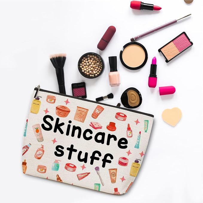 2Pcs Skincare Stuff Makeup Bag Travel Essentials Organizer Cosmetic Bags | Portable Pouch Purse Roomy Travel Makeup Skincare Accessories, Christmas Birthday Gifts for Women - Image 3