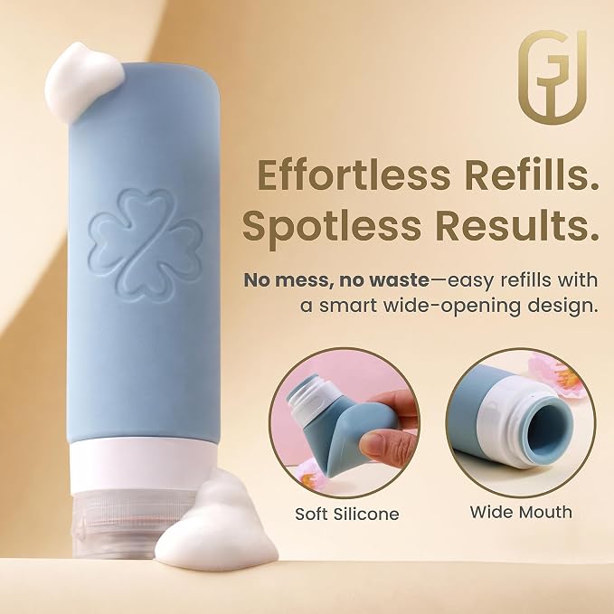 26-Piece TSA Approved Travel Toiletry Kit, Leak-Proof Silicone Refillable Bottles for Shampoo, Conditioner & Lotion, Travel Size Containers with Pill Organizer, Spray Bottle & Sewing Kit - Image 6