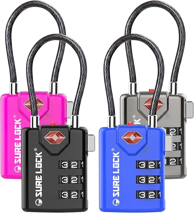 SURE LOCK Open Alert TSA Approved Luggage Locks, 3 Digit Combination Locks for Luggage, Suitcase, Backpack, and More. by Hopeyoucanstaysafe