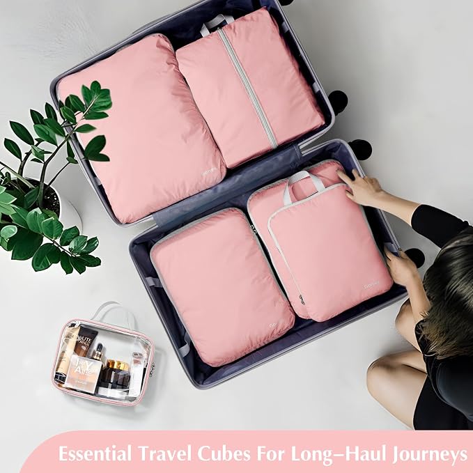 Gonex 6-Piece Compression Packing Cubes with Shoe Bag | Expandable Design, TSA-Approved Toiletry Bag, Ripstop Fabric, Double-Zip Compression, Carry-On Friendly - Image 9