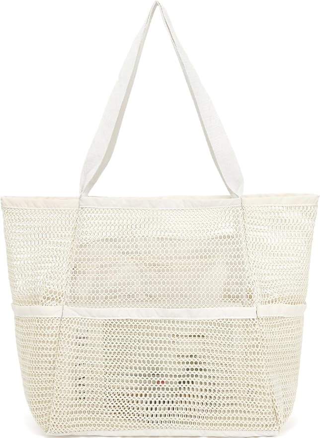 Fammart Mesh Beach Bag for Women, Summer Straw Tote Hobo Pool Bags with Zipper Pocket, Travel Vacation Cruise Essentials 2026 - Image 8