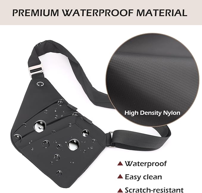 Anti Theft Crossbody Bags for Women Men, Multi-Pocket Shoulder Bag, Slim Sling Bags with 2 RFID Blocking Card - Image 8
