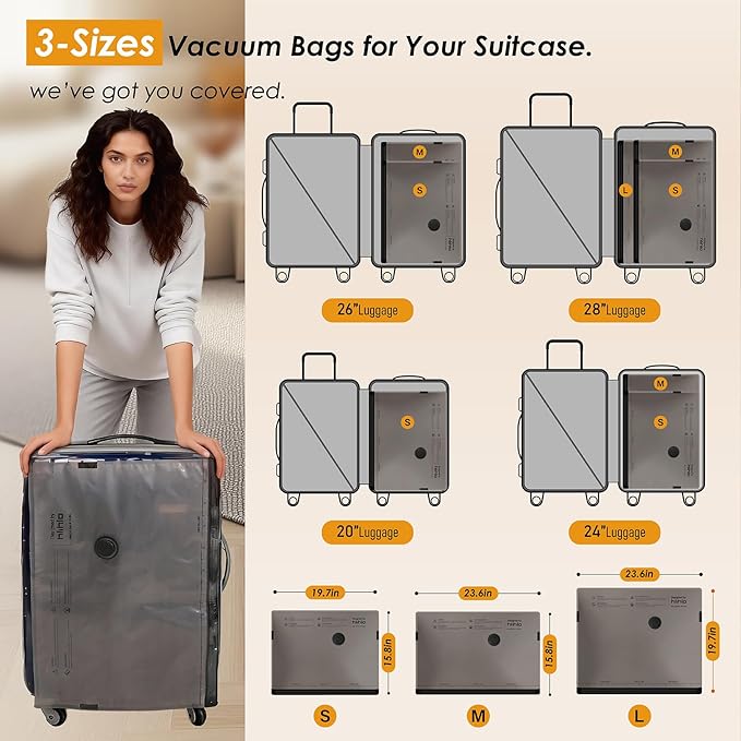 Rechargeable Wireless Pump Vacuum Bags, Portable Storage Bags for Travel and Home, Compression Packing Seal for Clothing, Clothes, Blankets, Luggage, Suitcase (9 Combo Travel Size) - Image 3