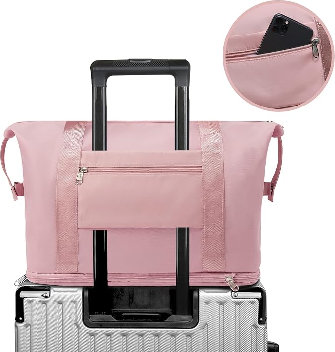 ZGWJ Travel Tote Bags, Expandable Overnight Weekender Bag for Women Foldable Carry-On | Expandable - Image 6