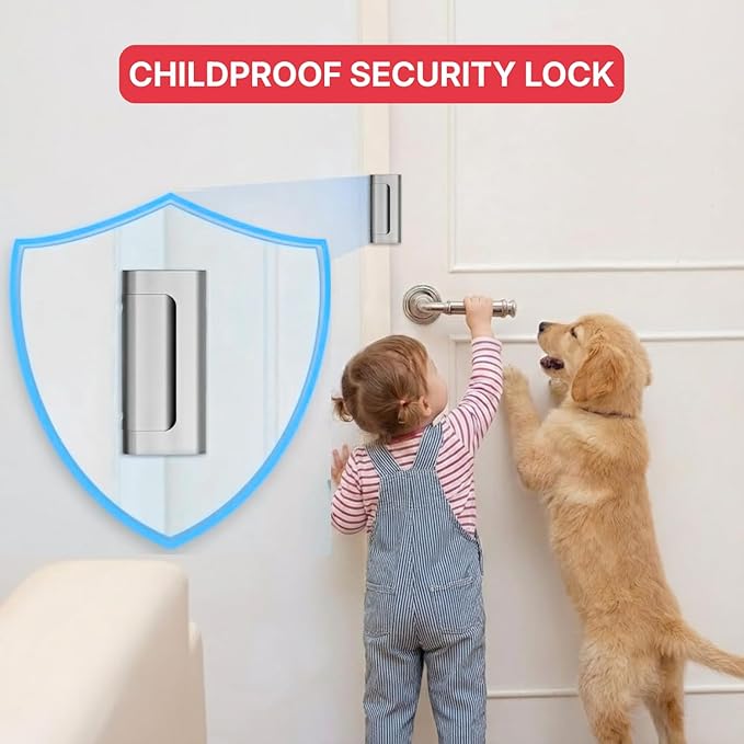Door Reinforcement Lock - Home Security Child Proof Door Lock Withstands 800 lbs, for Inward Swinging Doors, Door Locks for Kids Safety, Door Lock Latch Prevents Unauthorized Entry, 3 Pack - Image 4