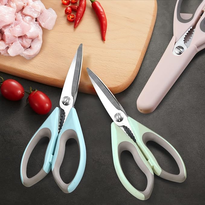 3 Pack Sharp Kitchen Scissors Set with Magnetic Holder | Stainless Steel Blade, Ergonomic Non-Slip Handle, Heavy Duty, Food/Meat Scissors for Home, Kitchen and Picnic, All Purpose - Image 7