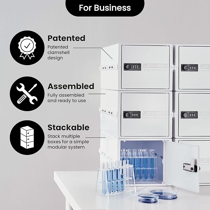 Lockabox One™ | Premium Lock Box | Medium Combination Lock Box For Food, Medicine & Home Safety | External Size 12 x 8 x 6.6 inches (Opal White) - Image 6