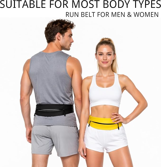Running Belt for Men Women, Water-resistant Fanny Pack with 3 Zipper Pockets & Reflective Safety Strips, Adjustable Waist Pack Jogging Pouch for Phone, Keys & Essentials (Yellow, Small) - Image 9