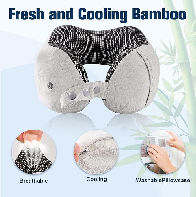 Cirorld Neck Pillow for Traveling, Travel Pillows for Airplanes,100% Pure Memory Foam Travel Neck Pillow, Adjustable Flight Pillow, Portable Plane Accessories with Eye Mask, Earplugs, Carry Bag - Image 5