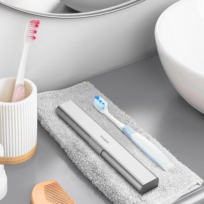 Aluminum Toothbrush Travel Case with 2 Medium Bristle Toothbrushes, Portable Complete Toothbrush Travel Kit, Toothbrush Holder for Bathroom, Camping, Business Trip - Image 6