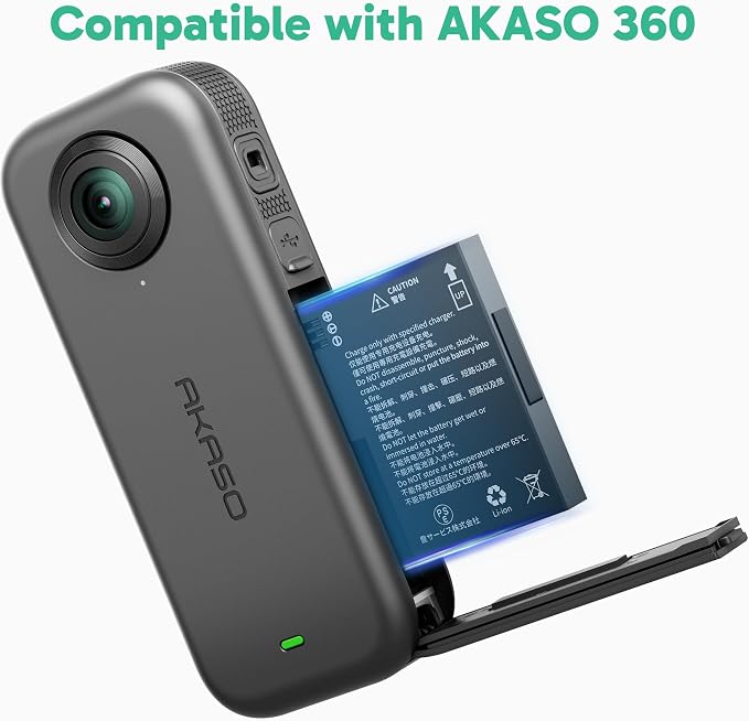 2 x 1350mAh Rechargeable Battery with 3-Channel Charger Case for AKASO 360 Camera, MicroSD Card Storage Slots - Image 4