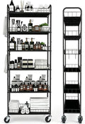 Slim Rolling Storage Cart with Wheels,10in 6 Tier Black | Narrow Space Rolling Shelving Unit , Metal Wire Mobile Organizer Rack for Kitchen Bathroom Office Laundry by Seadasyoon