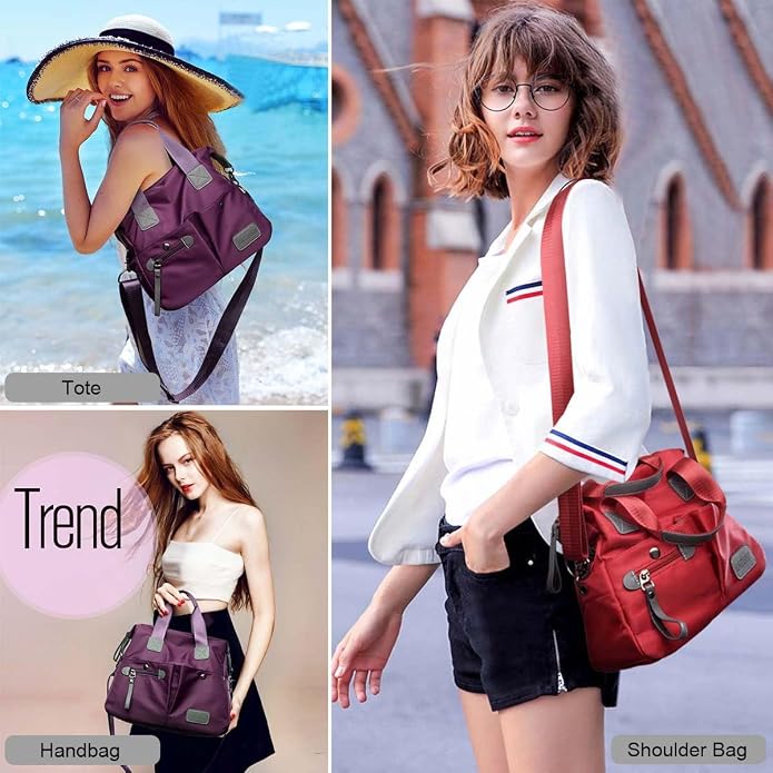 Tote Bag for Women,Multi Pockets Shoulder Handbag,Nurse Bag for Work,Large Cross body Purse,Fashion Nylon Top Handle Satchel - Image 2