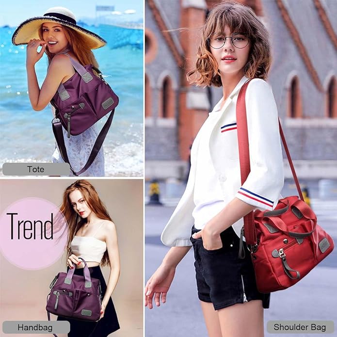 Tote Bag for Women,Multi Pockets Shoulder Handbag,Nurse Bag for Work,Large Cross body Purse,Fashion Nylon Top Handle Satchel - Image 2