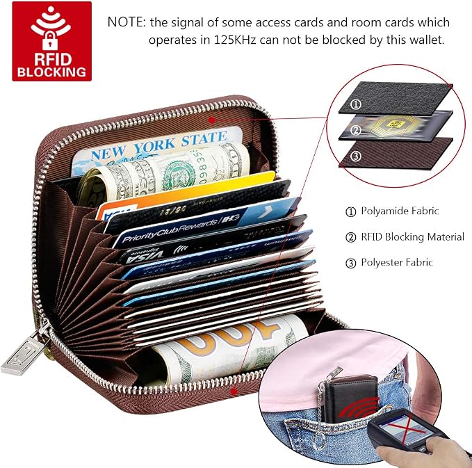 FurArt Zipper Wallet Women RFID Credit Card Holder keychain Wallet | ID Window RFID Blocking Compact Small business 15/16 slots - Image 5