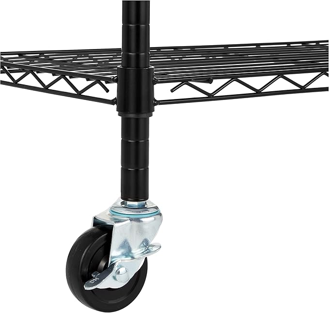 Amazon Basics 4-Shelf Heavy Duty Garage Shelving Storage Unit on 3" Wheel Casters, Adjustable Metal Wire Rack with Leveling Feet, 36" x 14" x 57.75", Black - Image 5