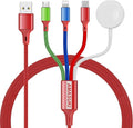 Amasuki Travel Essentials,4 in 1 for Apple Watch Charger/iPhone Charger/Multi Charging Cable,Vacation RV Camping Essentials,USB C/L/Micro Portable Charger for iWatch 11-1/iPhone 17-12,Car&Gift-Red by ChargeBeyondPowerWithin