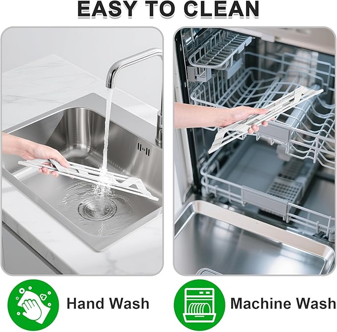 HANZENMA Triangular Sink Rack, Multi-Functional Rack Above the countertop, Foldable Sink Drying mat, Heat-Resistant, Non-Slip, and Rust-Proof Dish Rack (White) - Image 6