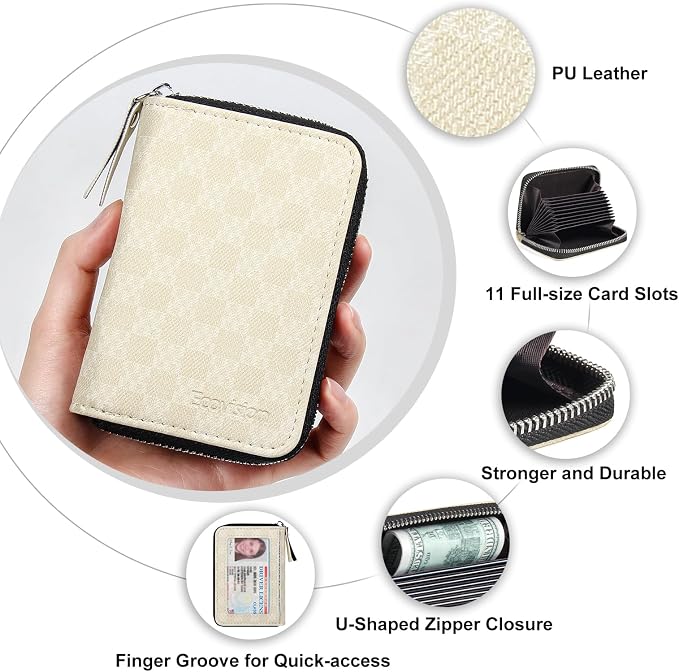 Credit Card Wallet, RFID Card Case Wallet, Zipper Card Cases Holder for Men Women, RFID Blocking, KeyChain Wallet, Compact Size Card Organizer Case for Women - Image 5