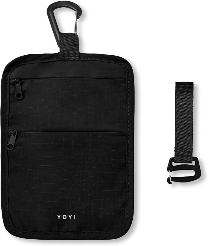 Anti-Theft Belt Waist Travel Wallet Hidden Passport 3-Zone Clip Carabiner | Water-resistant fabric with RFID blocking liner, fits passport, tickets, cards, and cash in 3 zones by YOYIYOYI