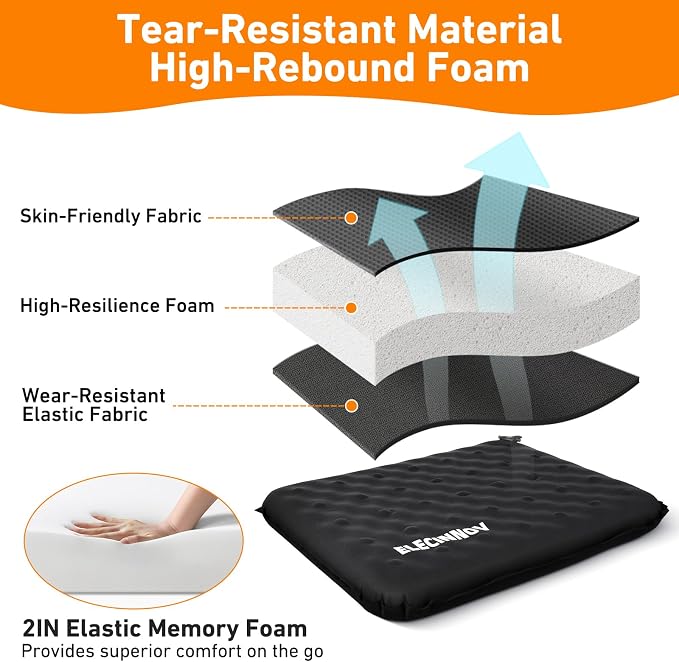 Inflatable Seat Cushion, Self Inflating Foam Portable Stadium Seat Cushion | Bleacher Seat Cushion Lightweight Camping Comfort Airplane Cushion for Long Flights Outdoor Events - Image 7