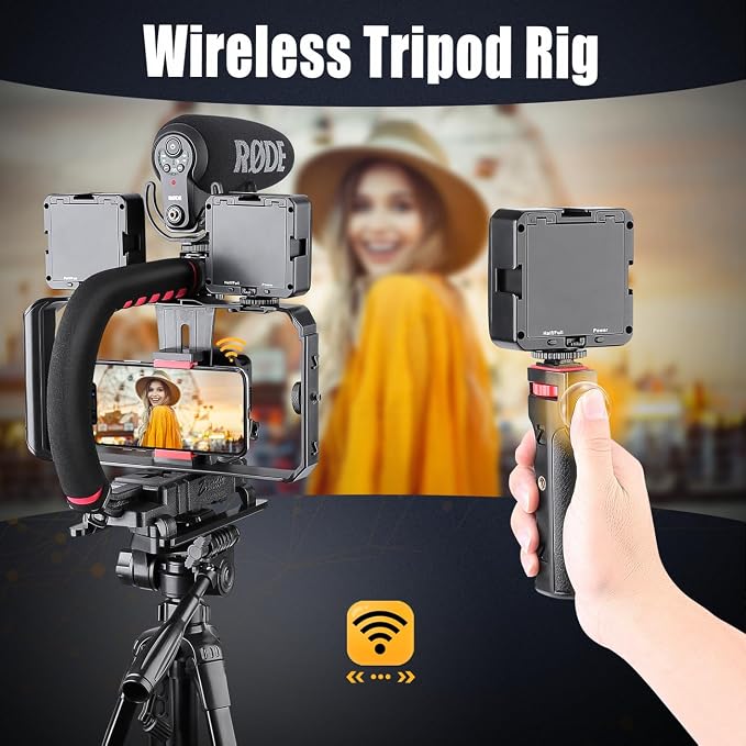 Zeadio Camera Stabilizer Kits, with Smartphone Video Cage Rig and LED Video Light for All Camera Action Camera DSLR Smartphone - Image 4