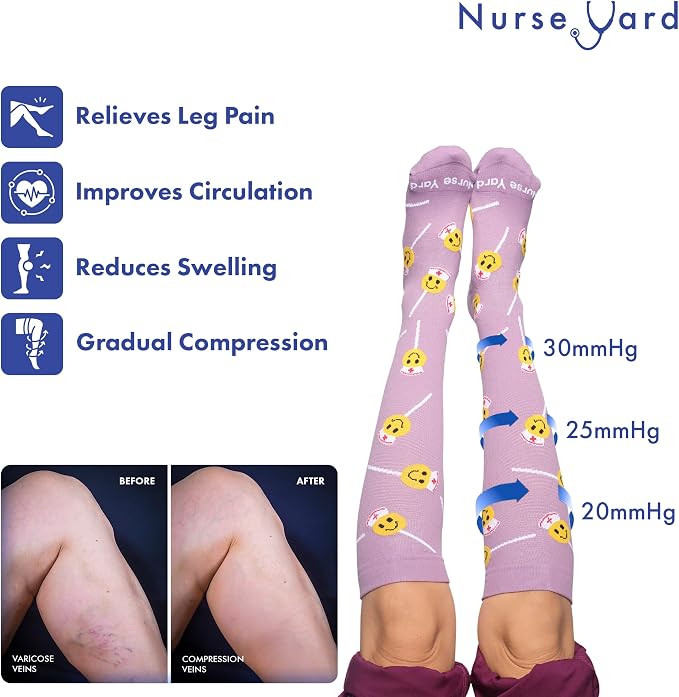 Compression Socks for Nurses - Women & Men - 20-30mmHg Graduated Compression, For Medical Staff, Athletes - 1 Pair - Image 5