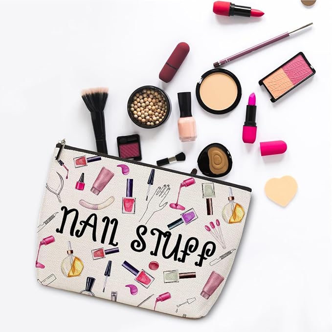 ZHAMEN 2Pcs Nail Stuff Makeup Bag Travel Essentials Organizer Cosmetic Bags | Portable Pouch Purse for Wome, Roomy Travel Makeup Toiletries Accessories, Christmas Birthday Gifts for Women - Image 3