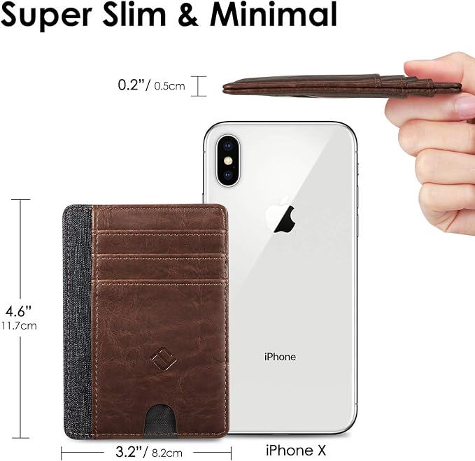 FINTIE Slim Front Pocket Wallet, RFID Blocking Credit Card Holder | Minimalist Card Cases with ID Window for Men Women, Brown - Image 6